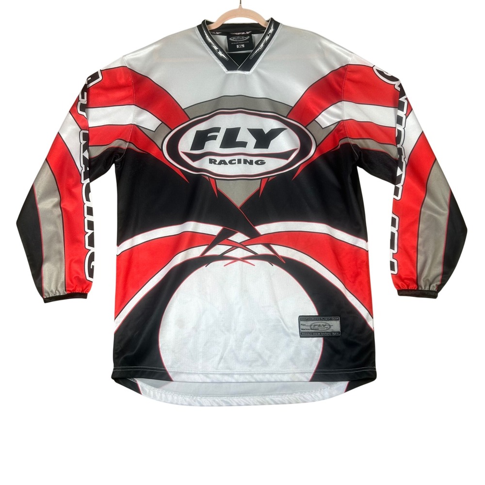 Fly Racing Model 208 Mens XL Motocross Jersey Red Black White Long Sleeve MX